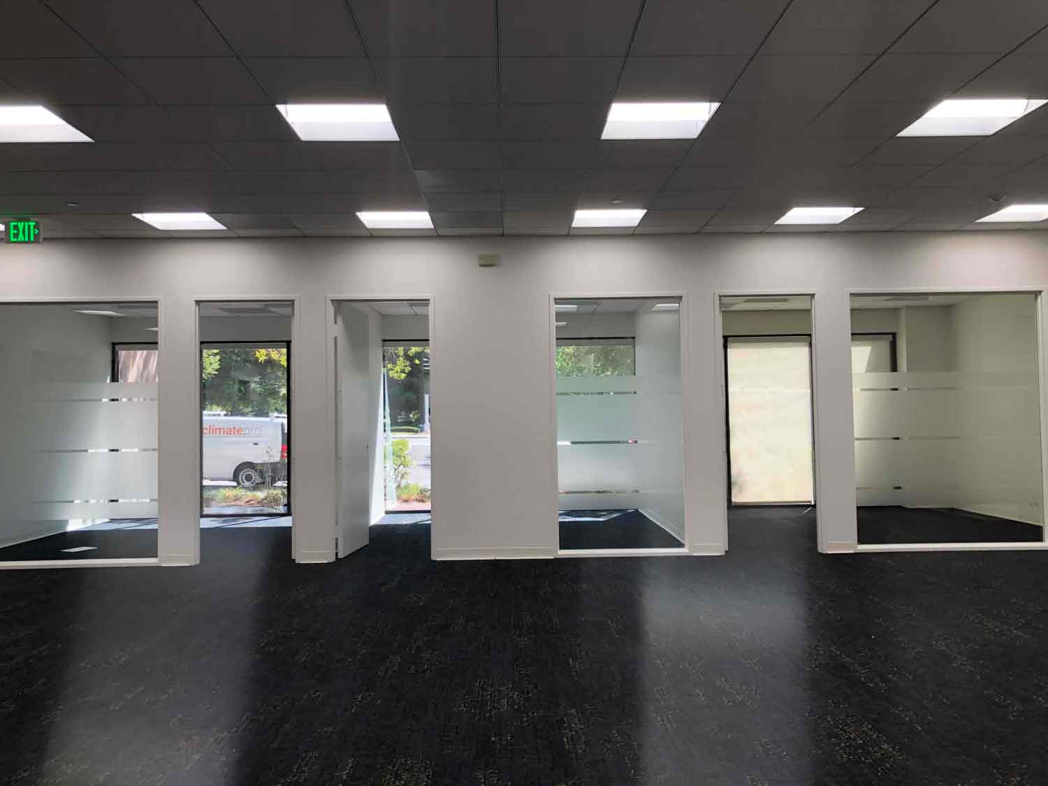 This office in Windsor, CA had the ClimatePro team install 3M Fasara Oslo decorative film on the interior windows and doors