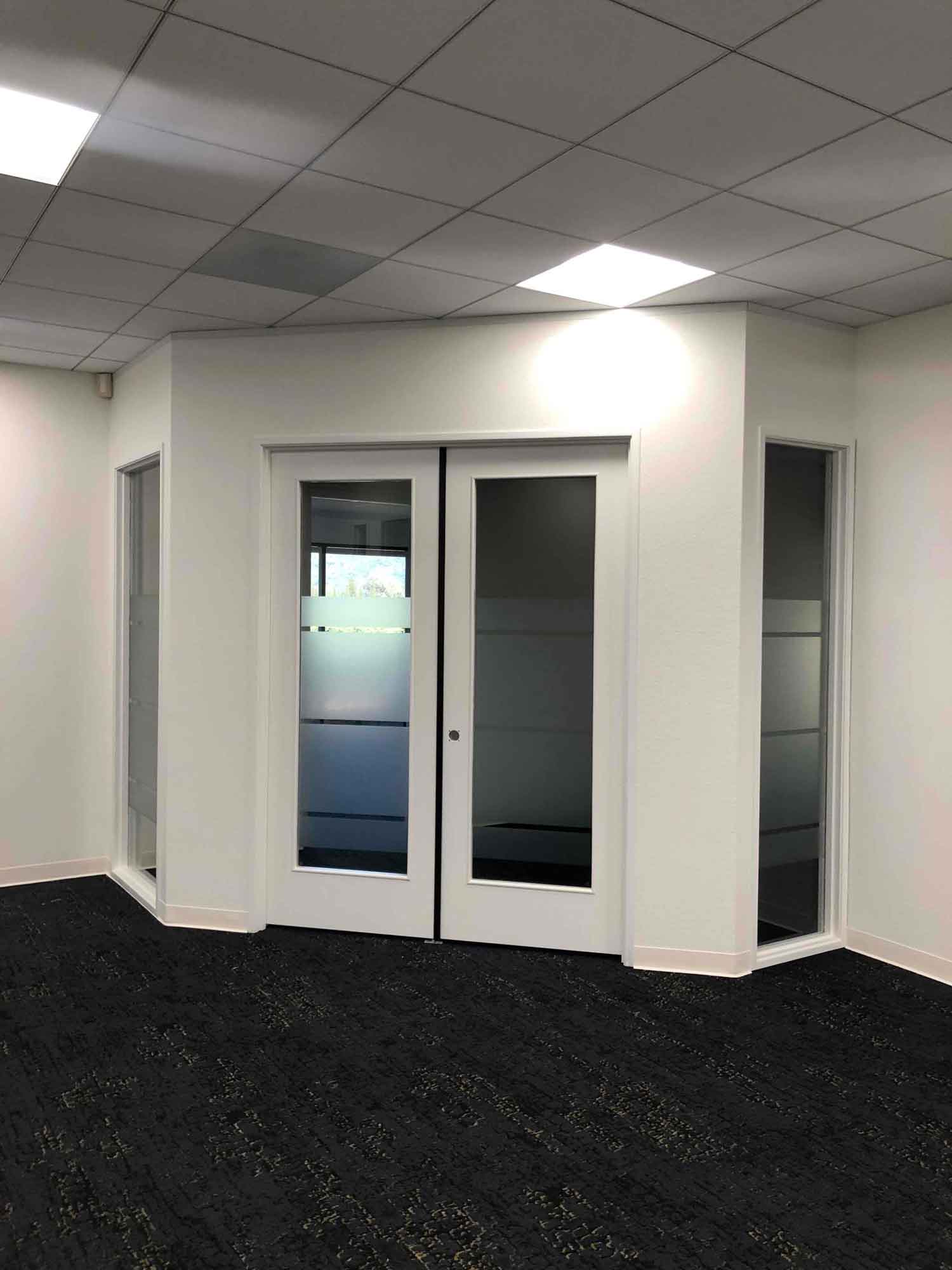 This office in Windsor, CA had the ClimatePro team install 3M Fasara Oslo decorative film on the interior windows and doors