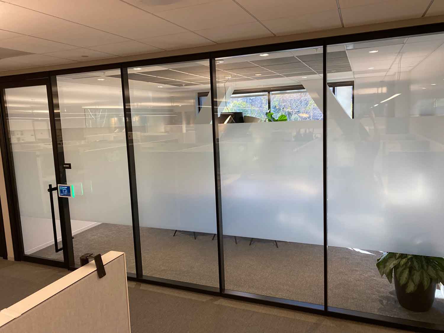 The ClimatePro team installed a band of 3M privacy window tint to this office in Novato, CA.