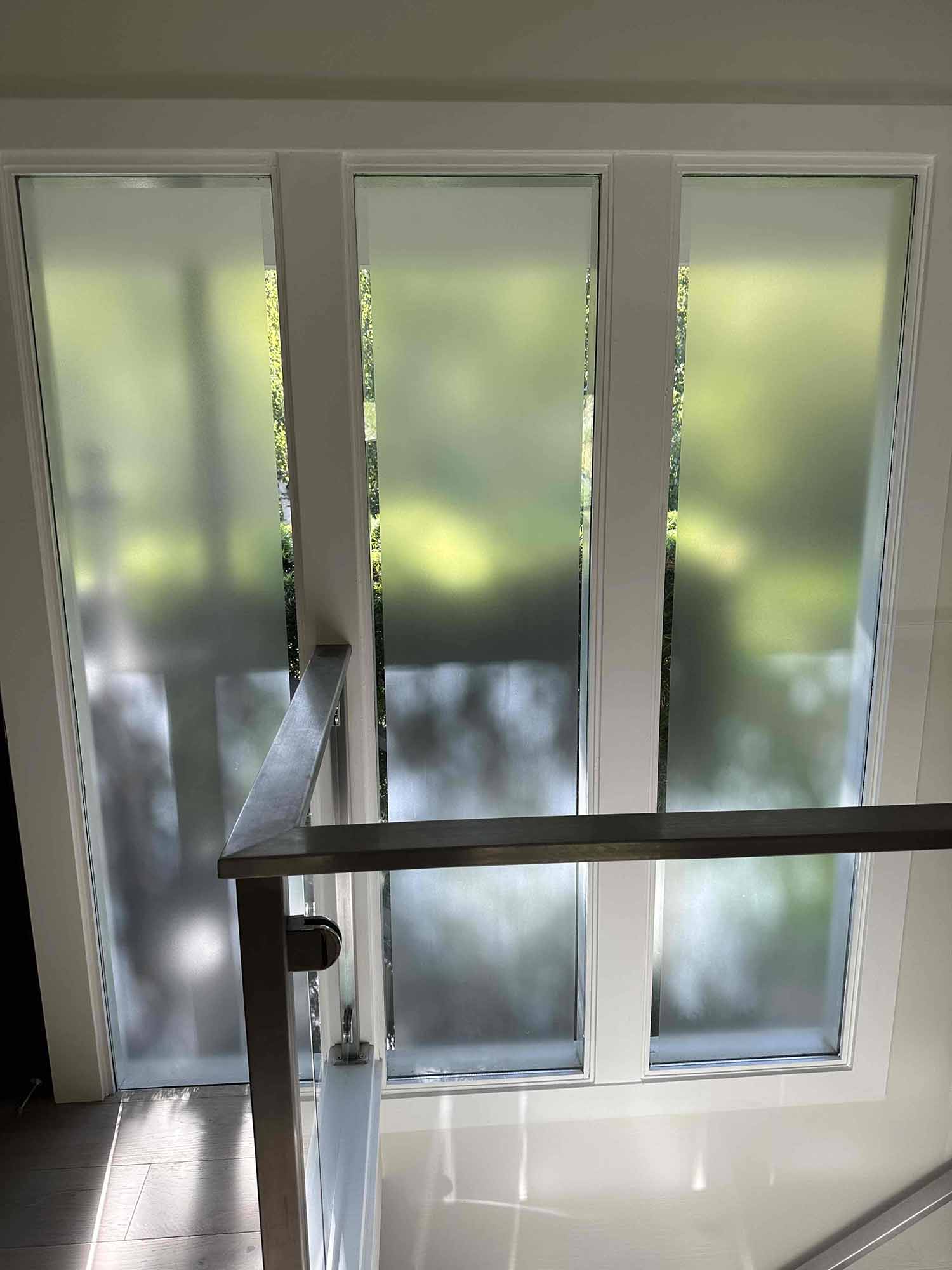 Using Frosted Window Film at Home in Greenbrae, CA. Installed by ClimatePro.
