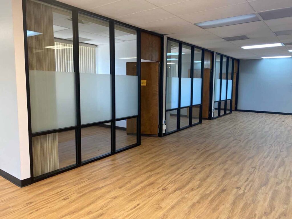 Frosted film adds privacy and style to a Napa, CA office. Installed by ClimatePro.