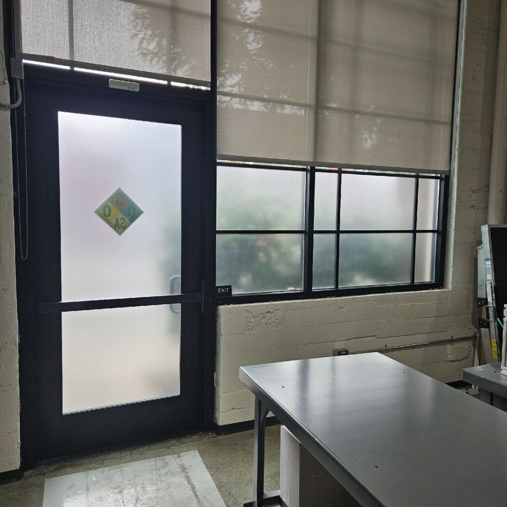 Frosted privacy, clean light control. ClimatePro installed 3M Frosted Window Film at a commercial office in Emeryville, California turning open glass into a consistent, professional backdrop without blocking daylight.