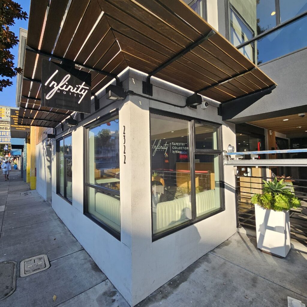 ClimatePro installed anti-graffiti window film on 16 panes of glass at the Infinity Hotel in San Francisco, helping protect the lobby and café storefront from scratches, etching, and vandalism.