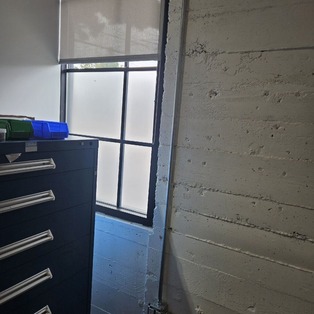 From clear glass to controlled privacy. ClimatePro installed 3M Frosted Window Film in a Emeryville, California, industrial office to reduce distractions and create defined work areas without construction.